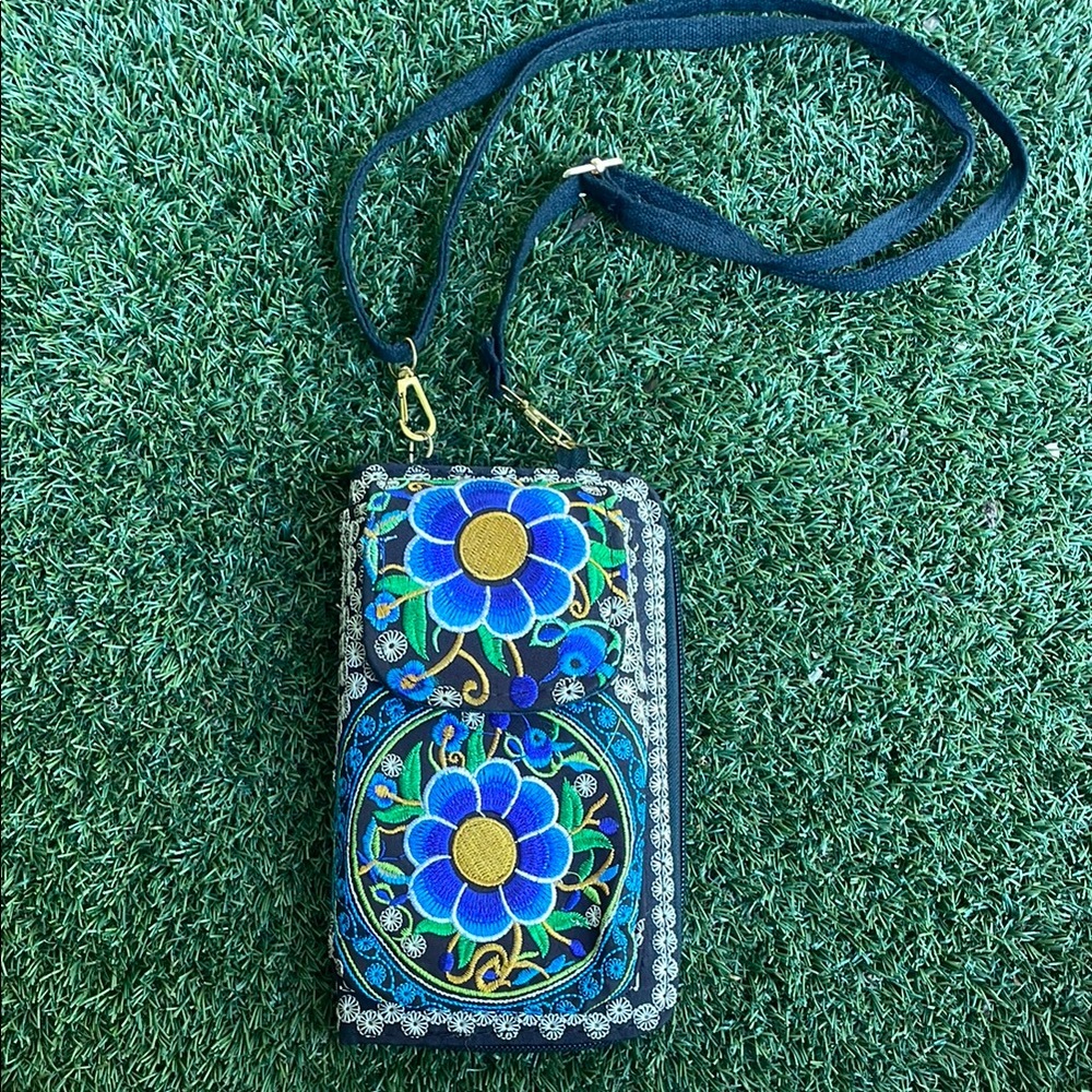 Embroidered Floral Crossbody Bag
